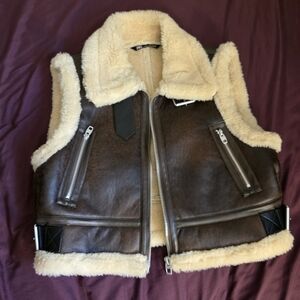 ZARA leather and fur vest